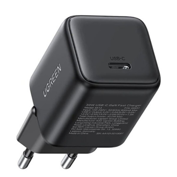 Фото - Мережевий зарядний пристрій UGREEN X513 USB-C 30W QC4.0 PD3.0 GaN Fast Charger Black (65007)